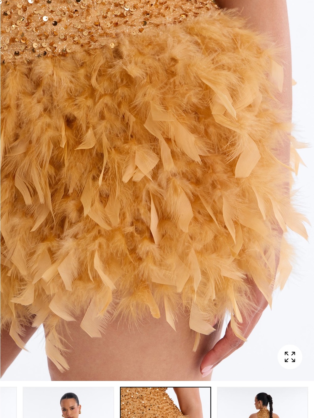 Zoey Gold Sequin Feather Mini Dress - Picture 2 of 4